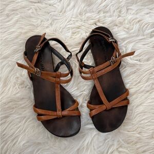 Janet & Janet Brown Leather Strappy Sandals